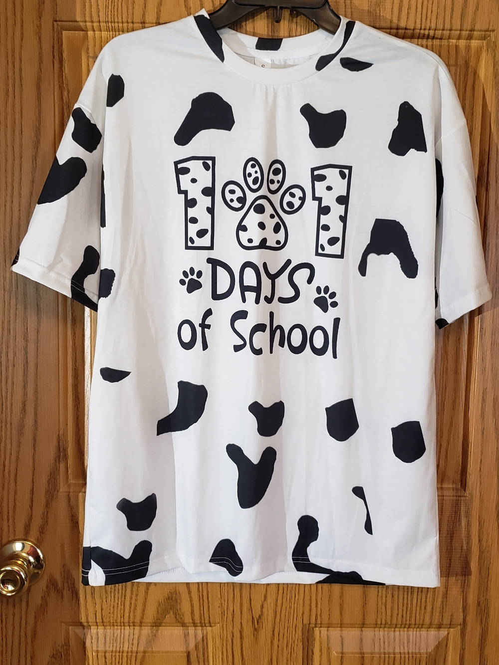Black And White Dalmation Print T‎ Shirt. 100 Days Of School. Light Weight...